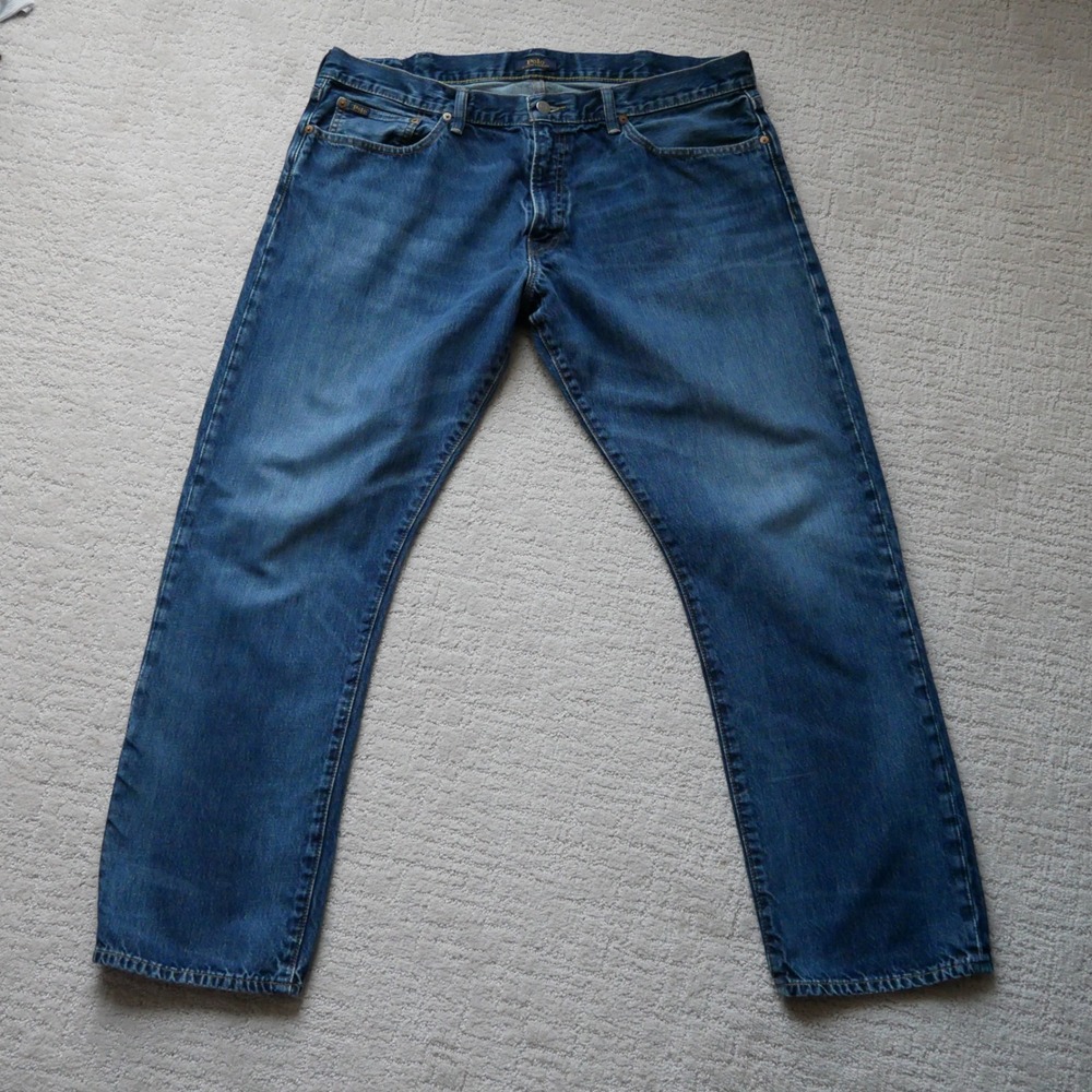 Polo Ralph Lauren Mens Straight Leg Jeans Blue Denim 38x32 RN41381 Medium Wash